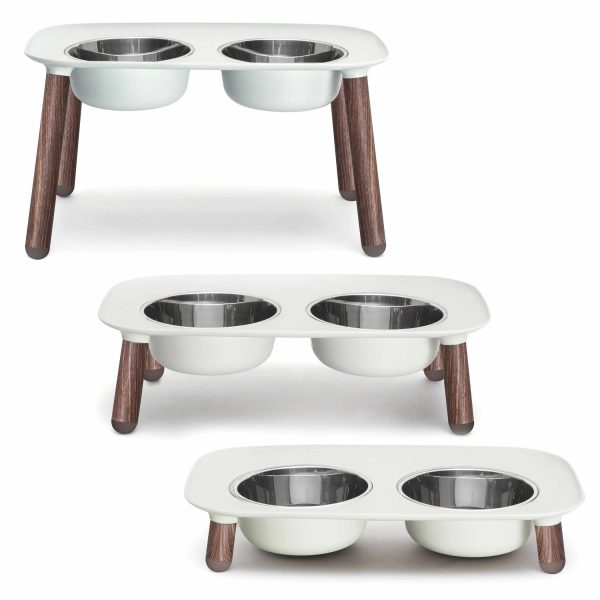 Messy Mutts Adjustable Elevated Double Feeder with Stainless Bowls For Sale