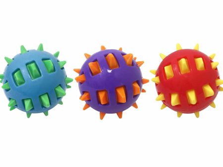 Multipet Spike TPR Ball Dog Chew Toy Assorted Colors 4.5  For Sale