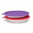 Messy Cats Stainless Saucer Shaped Bowls & Silicone Lids (Watermelon, Purple) 4pc Box Set For Cheap