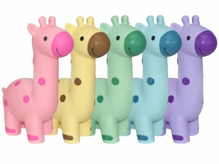 Multipet Minipet Latex Giraffe Dog Chew Toy Assorted Colors 5.75  For Sale