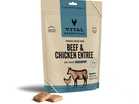 Vital Essentials Cat Freeze Dried Mini Patties Beef Chicken 3.75oz. For Discount