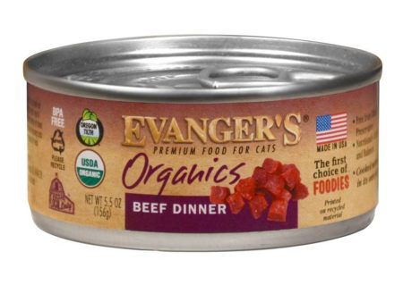 Evanger s Organics Wet Cat Food Beef 5.5oz. (Case of 24) Cheap