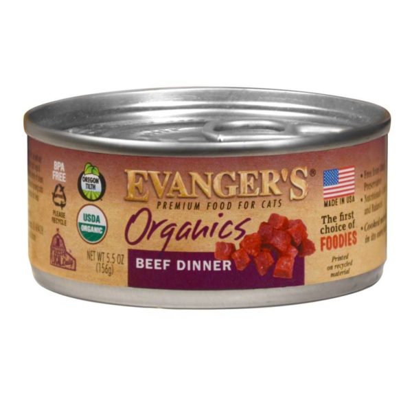 Evanger s Organics Wet Cat Food Beef 5.5oz. (Case of 24) Cheap