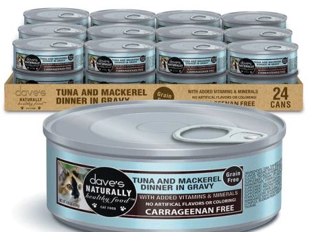 Dave s Naturally Healthy Cat Food, Tuna and Mackerel Dinner In Gravy 5.5oz. (Case of 24) Online Sale