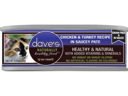 Dave s Cat Grain Free Saucey Chicken N Turkey 5.5oz. (Case of 24) Online Sale