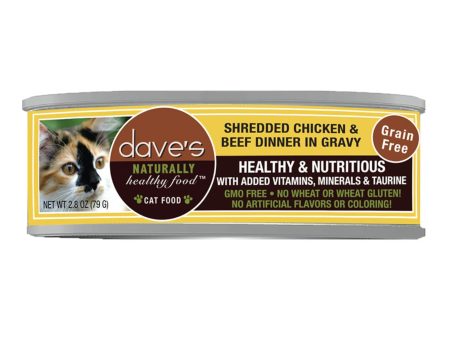 Dave s Cat Grain Free Shredded Chicken N Beef 2.8oz. (Case of 24) on Sale