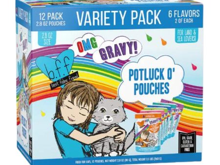 BFF Cat Omg Potluck O Pouches Variety Pack. 2.8oz.(Case of 12) For Discount