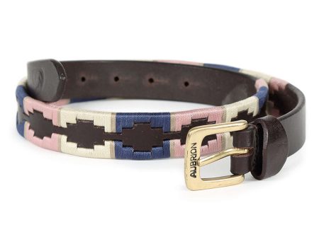 Aubrion by Shires Riem Skinny Polo Navy Pink Natural Hot on Sale